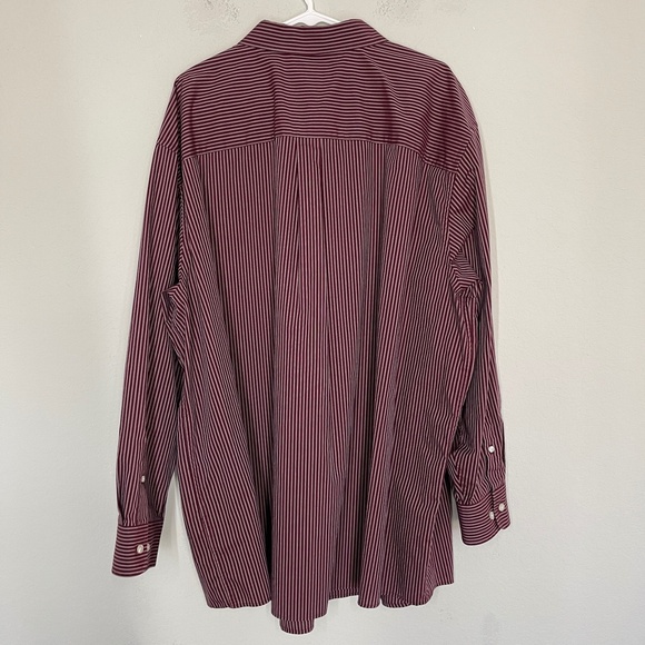 Oak Hill Men's Button Down Shirt Size 3XL Maroon & White Pinstripe Wrinkle Free - Picture 6 of 13